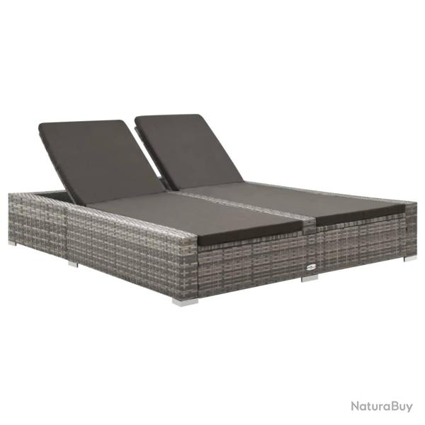 Chaise longue double R�sine tress�e Gris
