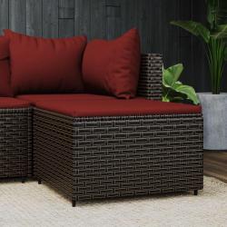 Repose-pied de jardin avec coussin marron r&eacute;sine tress&eacute;e