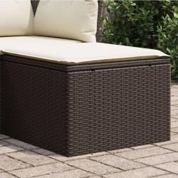 Tabouret de jardin avec coussin brun 55x55x37 cm r&eacute;sine tress&eacute;e