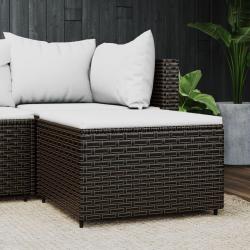 Repose-pied de jardin avec coussin marron r&eacute;sine tress&eacute;e alsavelo