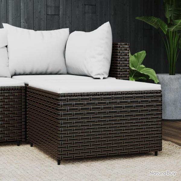 Repose-pied de jardin avec coussin marron r�sine tress�e