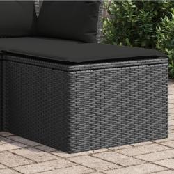 Tabouret de jardin avec coussin noir 55x55x37 cm r&eacute;sine tress&eacute;e