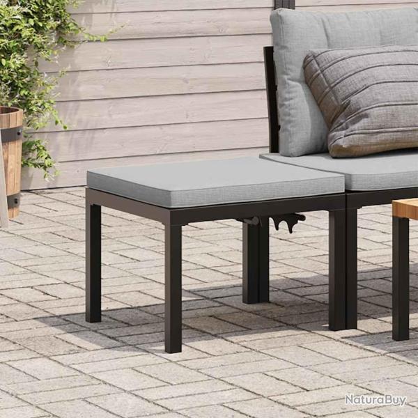 Tabouret de jardin avec coussin noir acier enduit de poudre alsavelo