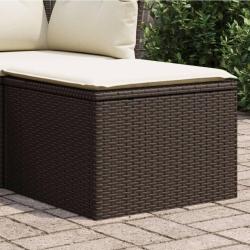 Tabouret de jardin avec coussin brun 55x55x37 cm r&eacute;sine tress&eacute;e