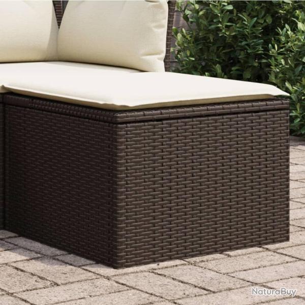Tabouret de jardin avec coussin brun 55x55x37 cm r�sine tress�e