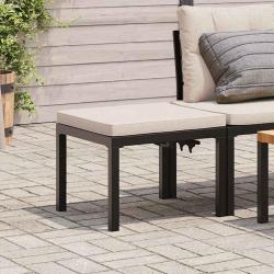 Tabouret de jardin avec coussin noir acier enduit de poudre alsavelo