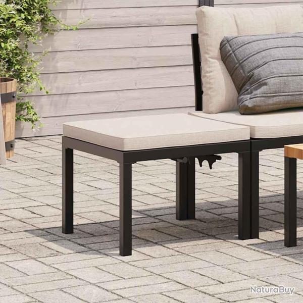 Tabouret de jardin avec coussin noir acier enduit de poudre alsavelo