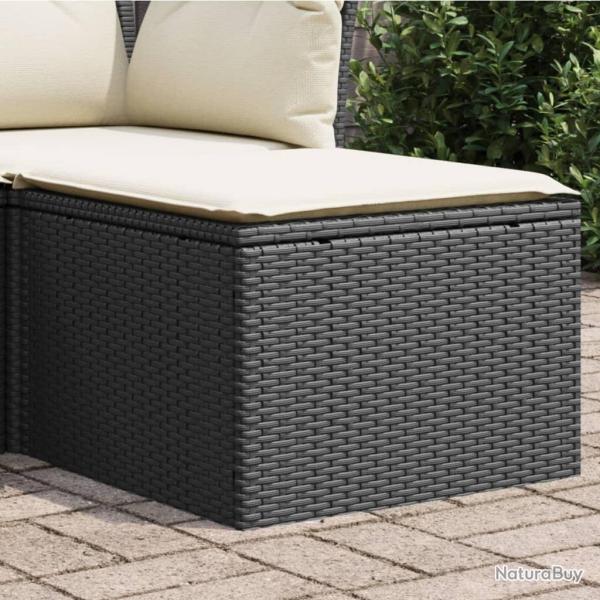 Tabouret de jardin avec coussin noir 55x55x37 cm r�sine tress�e