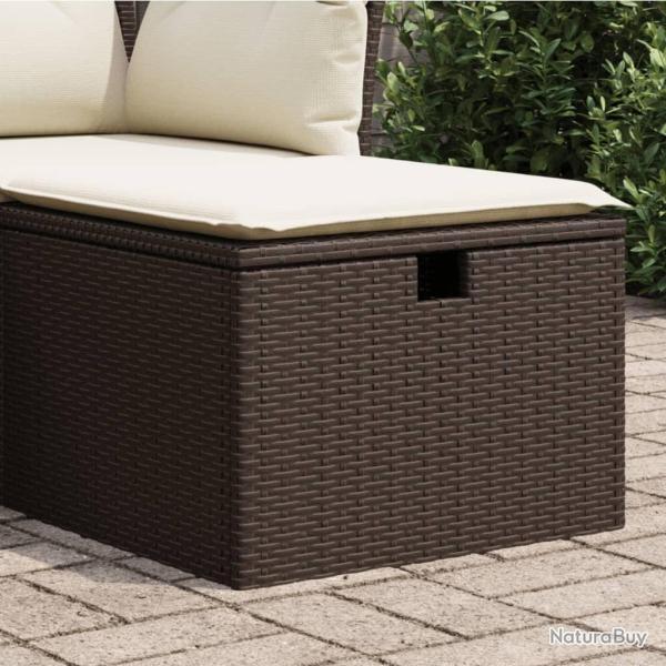 Tabouret de jardin avec coussin brun 55x55x37 cm r�sine tress�e alsavelo