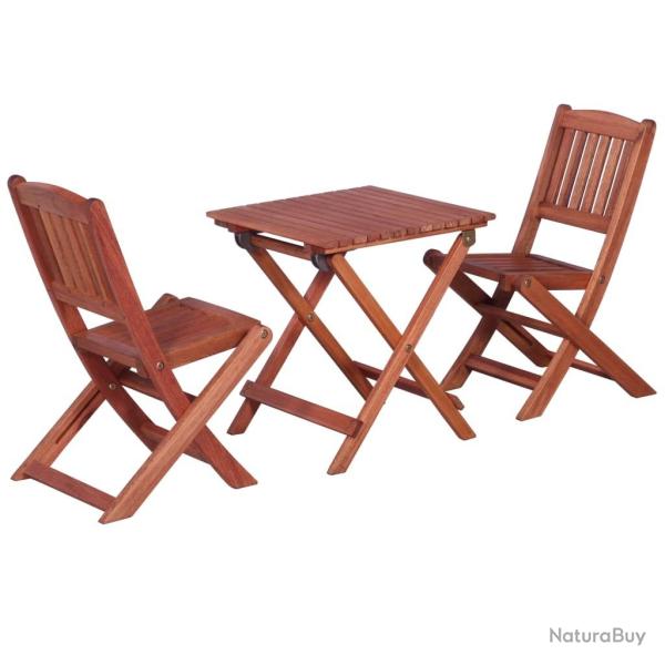 Ensemble de bistro 3 pcs pour enfants Bois d'eucalyptus solide