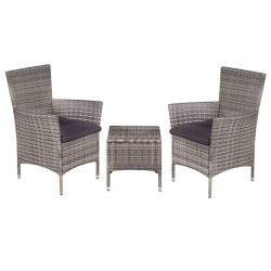 Mobilier de bistro 3 pcs R&eacute;sine tress&eacute;e Gris alsavelo