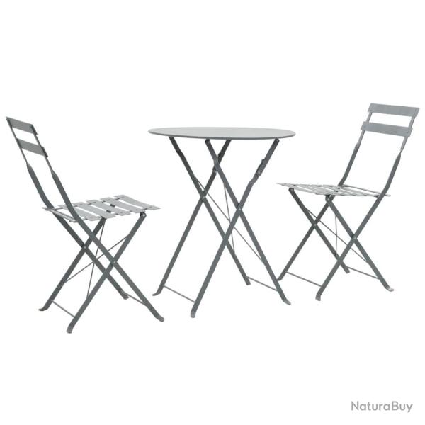 Mobilier de bistro 3 pcs Acier Gris alsavelo