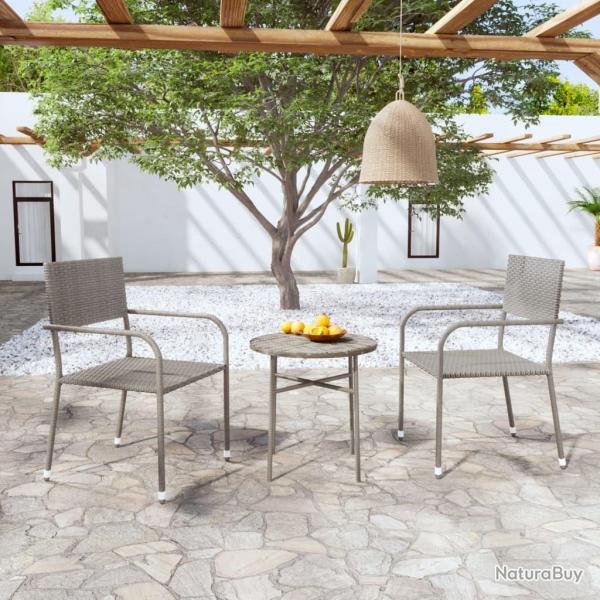 Ensemble � manger de jardin 3 pcs R�sine tress�e Gris
