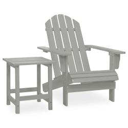 Chaise de jardin Adirondack avec table Bois de sapin Gris alsavelo