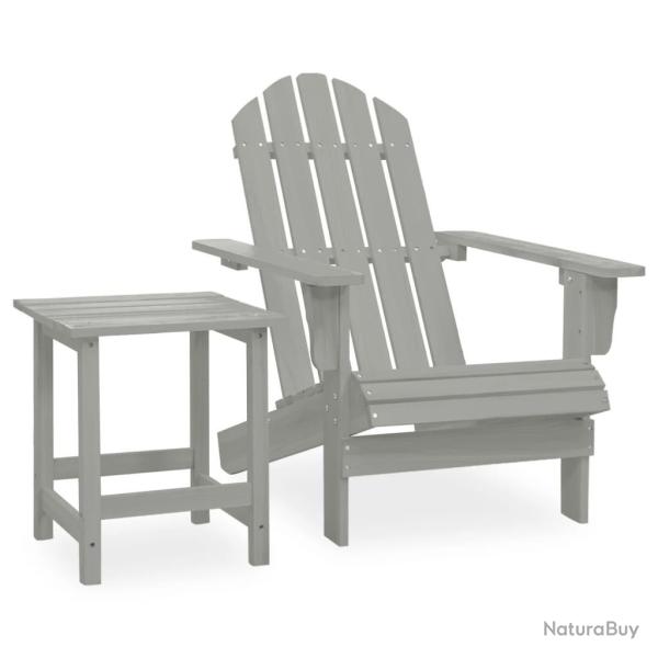 Chaise de jardin Adirondack avec table Bois de sapin Gris alsavelo