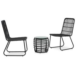 Ensemble de bistro 3 pcs R&eacute;sine tress&eacute;e Noir