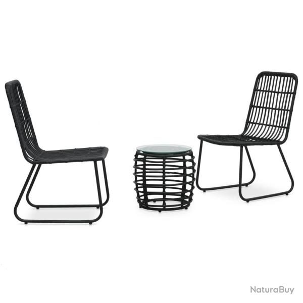 Ensemble de bistro 3 pcs R�sine tress�e Noir