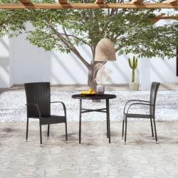 Ensemble &agrave; manger de jardin 3 pcs R&eacute;sine tress&eacute;e Noir
