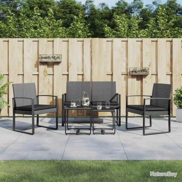 Ensemble � manger de jardin coussins 5 pcs gris fonc� rotin PP