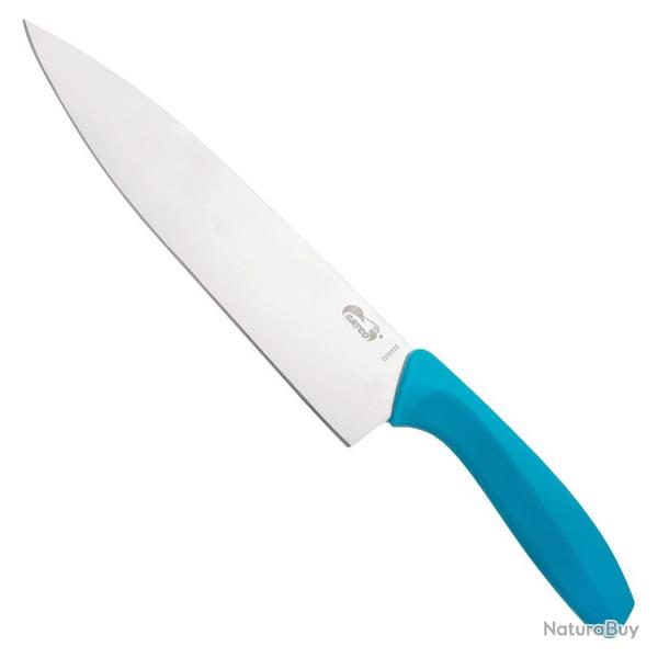 Couteau Chef Gatco Lame Acier 440 Drop Point Satin Manche Zytel Turquoise GTC70133