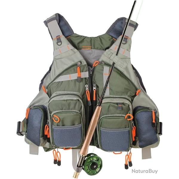 Gilet de P�che R�glable 17 Poches Taille Unique Adapt� � Diff�rents Types de P�che Truite Mouche