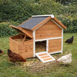 Poulailler bois 3 poules Confort toit plastique 112 x 77 x 92 cm