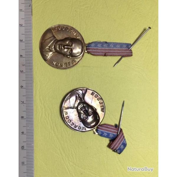 Annonce priv�e USA 1�re GM -  LOT DE TROIS �PINGLETTES DE BIENVENUE AUX TROUPES AM�RICAINES 1917