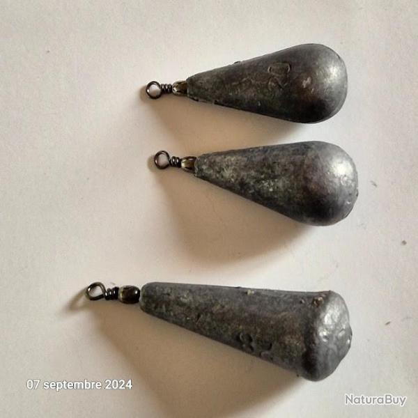 Lot de 3 Plombs d' Arlesey gris, de 20 et 28 grammes en vrac