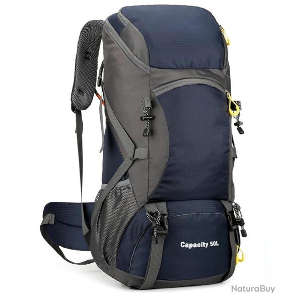 Sac � Dos 50L �tanche Housse de Pluie Imperm�able Randonn�e Trekking Chasse Alpinisme Randonn�e Bleu