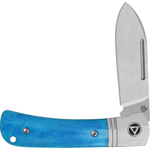 Couteau QSP Hedgehog Slip Joint Lame Acier 14C28N Spear Point Manche Os Bleu QS142SPD