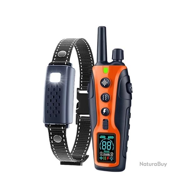 Collier de Dressage Electrique pour Chien avec choc Vibrant T�l�commande Etanche 1000M Orange