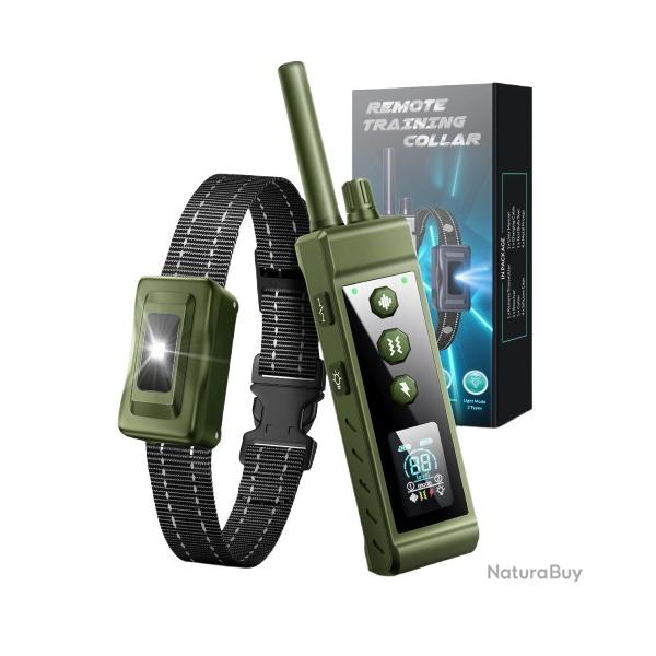 Collier de Dressage Electrique pour Chien avec choc Vibrant T�l�commande Etanche 1000M Vert