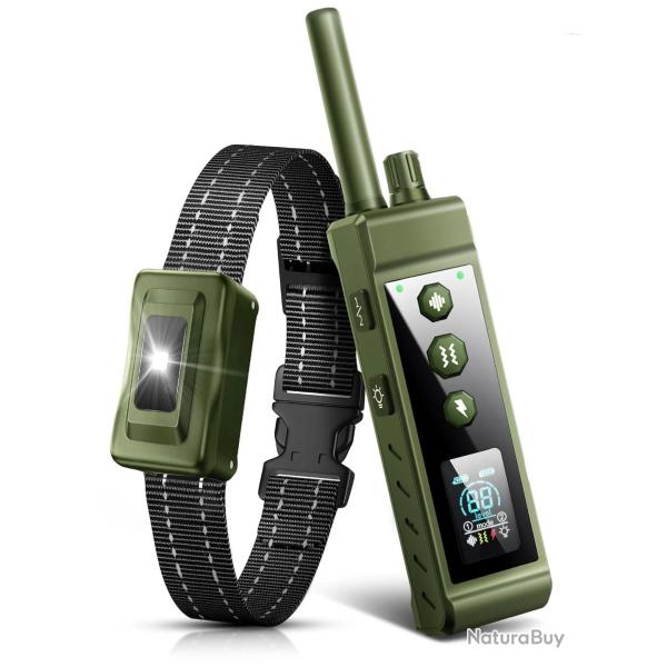 Collier de Dressage Chien 1000 m Double Canal IP67 Rechargeable LED T�l�commande 99 Niveaux �tanche