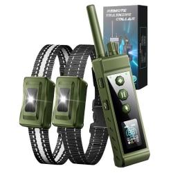 2X Colliers Dressage Chien 1000m Double Canal IP67 Rechargeable LED T&eacute;l&eacute;commande 99 Niveaux &Eacute;tanche