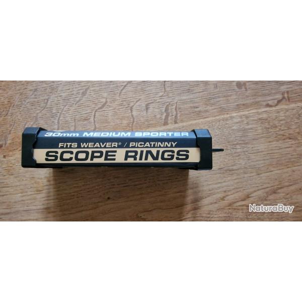 Colliers wheeler 30 mm pour rail picatinny 20-21mm hauteur medium