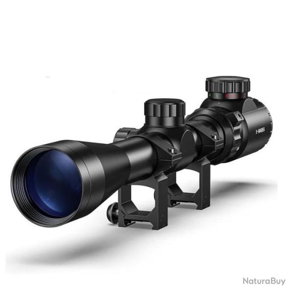 Lunette Vis�e 3-9X40 EG R�ticule Vert-Rouge Colliers Rail 20mm Tir Tactique Airsoft Loisir