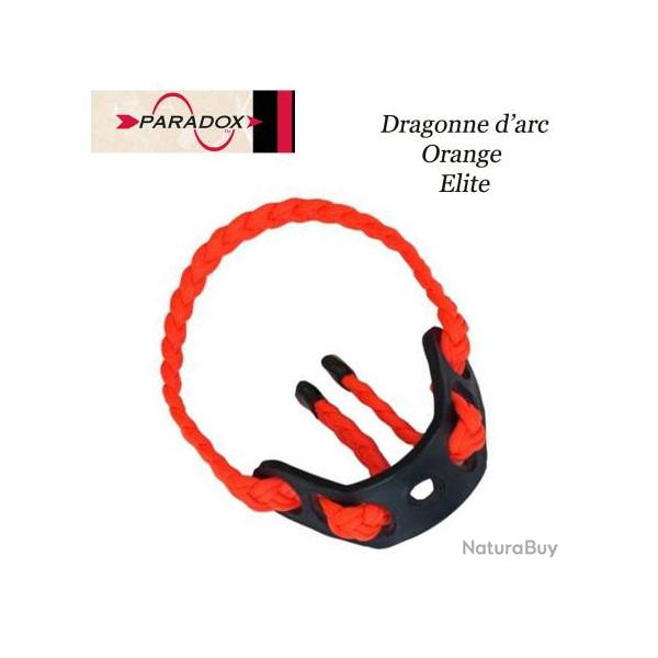 PARADOX Dragonne d'arc tresse avec finition cuir  Orange Elite