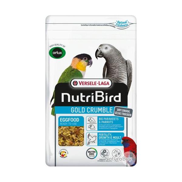 NUTRIBIRD GOLD CRUMBLE PATEE SEICHE GRANDE PERRUCHE ET PERROQUET 800GR