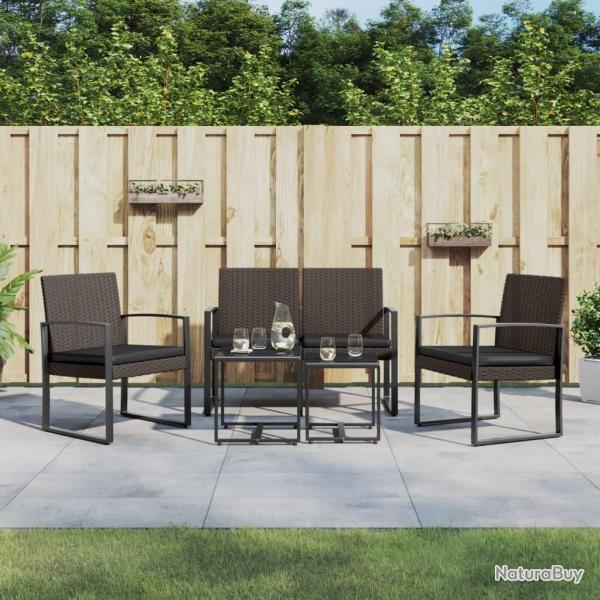 Ensemble � manger de jardin 5 pcs et coussins marron rotin PP