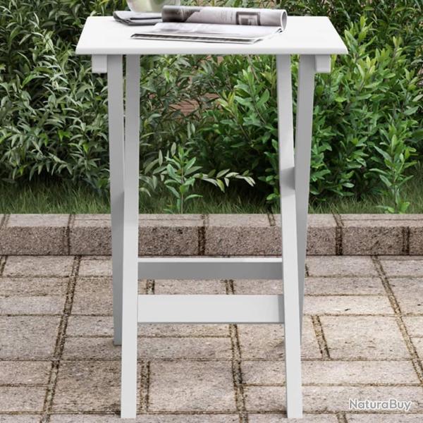 Table d'appoint pliable blanc bois de peuplier massif