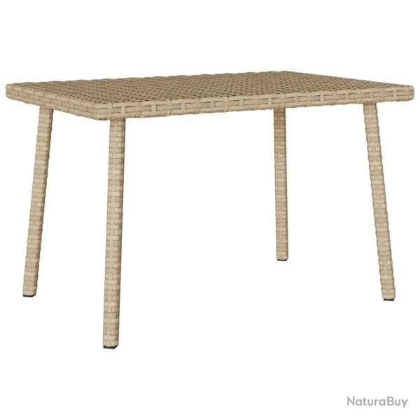 Table basse de jardin rectangulaire beige 60x40x37 cm rotin alsavelo