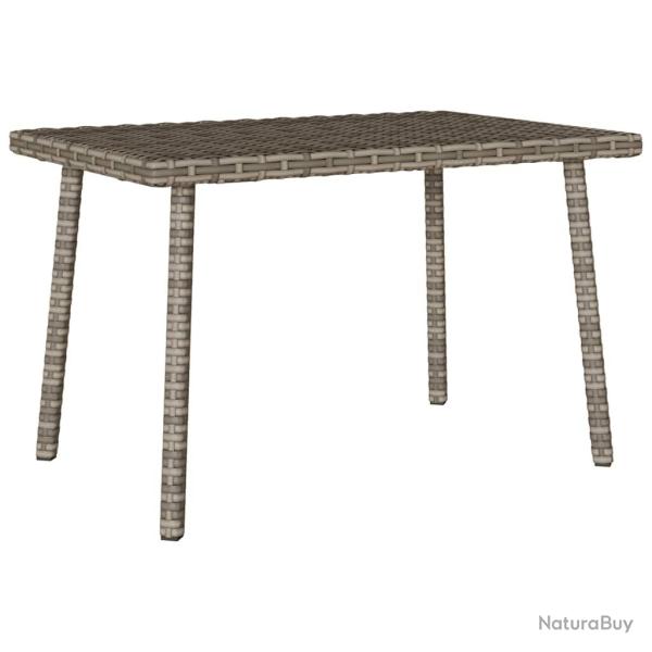 Table basse de jardin rectangulaire gris 60x40x37 cm rotin alsavelo