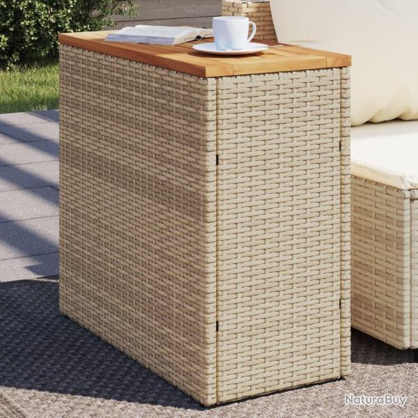 Table d'appoint de jardin dessus en bois beige 58x27,5x55 cm alsavelo