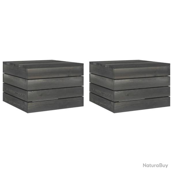Tables palette de jardin 2 pcs Bois de pin massif Gris fonc alsavelo