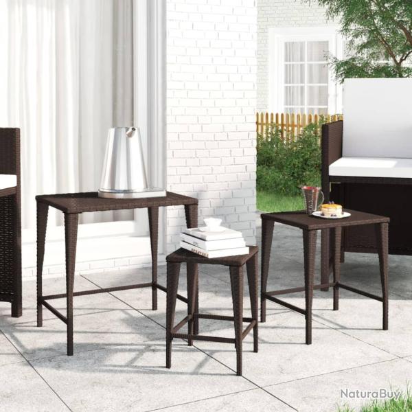 Tables gigognes de jardin 3 pcs marron rsine tresse alsavelo