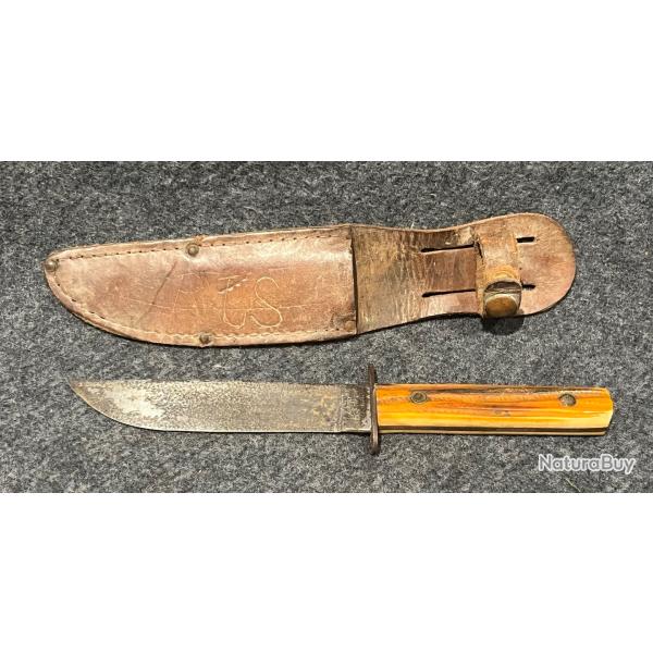 Joli couteau bowie ancien Kent NY city USA et son �tui