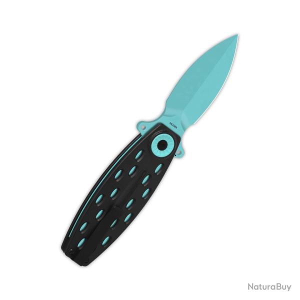 Couteau QSP Beetle Blue Lame Acier 14C28N Spear Point Manche G-10 Noir IKBS Linerlock QS162E