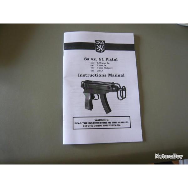 mode d'emploi notice pour SKORPION VZ 61 VZ61