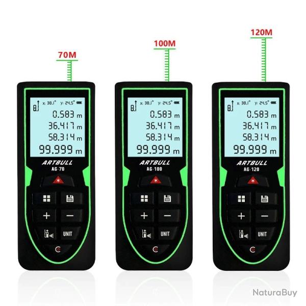 ARTBULL-Tlmtre Laser Vert Rechargeable avec Affichage d'Angle 120m