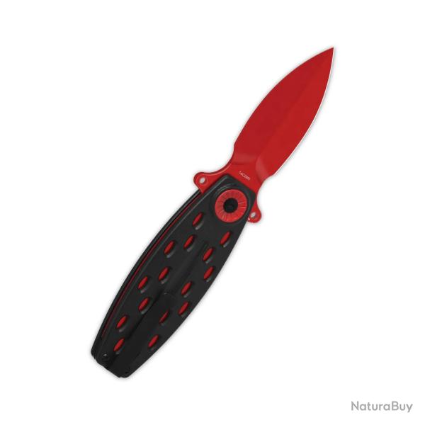 Couteau QSP Beetle Red Lame Acier 14C28N Spear Point Manche G-10 Noir IKBS Linerlock QS162D